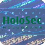 Design 1 - blaues Hologramm mit grünem Logo