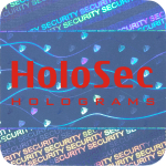 Design 1 - blaues Hologramm mit rotem Logo