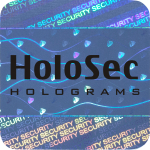 Design 1 - blaues Hologramm mit schwarzem Logo