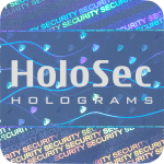 Design 1 - blaues Hologramm mit silbernem Logo