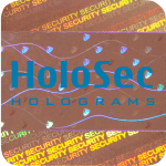  Design 1 - kupferfarbenes Hologramm mit blauem Logo