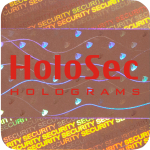 Design 1 - kupferfarbenes Hologramm mit rotem Logo