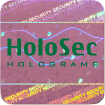 Design 1 - rosa Hologramm mit grünem Logo