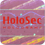 Design 1 - rosa Hologramm mit rotem Logo