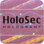 Design 1 - rosa Hologramm mit schwarzem Logo