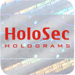 Design 1 - silbernes Hologramm mit rotem Logo