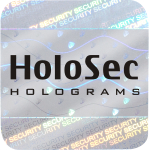 Design 1 - silbernes Hologramm mit schwarzem Logo