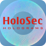 Design 2 - blaues Hologramm mit rotem Logo