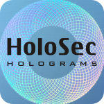 Design 2 - blaues Hologramm mit schwarzem Logo