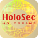 Design 2 - goldenes Hologramm mit rotem Logo