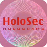 Design 2 - rosafarbenes Hologramm mit rotem Logo