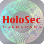 Design 2 - silbernes Hologramm mit rotem Logo