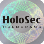 Design 2 - silbernes Hologramm mit schwarzem Logo