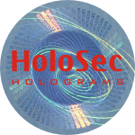 Design 3 - blaues Hologramm mit rotem Logo