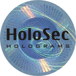 Design 3 - blaues Hologramm mit schwarzem Logo