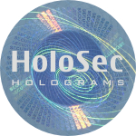 Design 3 - blaues Hologramm mit silbernem Logo