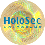  Design 3 - goldenes Hologramm mit blauem Logo