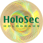 Design 3 - goldenes Hologramm mit grünem Logo
