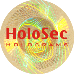 Design 3 - goldenes Hologramm mit rotem Logo