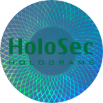 Design 4 - blaues Hologramm mit grünem Logo