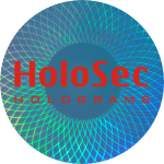 Design 4 - blaues Hologramm mit rotem Logo