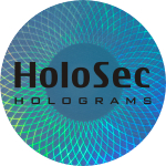 Design 4 - blaues Hologramm mit schwarzem Logo