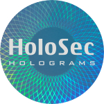 Design 4 - blaues Hologramm mit silbernem Logo