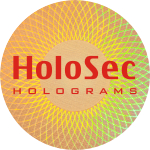 Design 4 - goldenes Hologramm mit rotem Logo