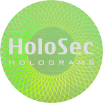 Design 4 - grünes Hologramm mit silbernem Logo