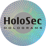 Design 4 - silbernes Hologramm mit schwarzem Logo
