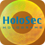Design 2 - kupferfarbenes Hologramm mit blauem Logo